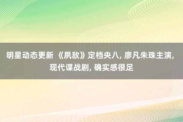 明星动态更新 《夙敌》定档央八, 廖凡朱珠主演, 现代谍战剧, 确实感很足