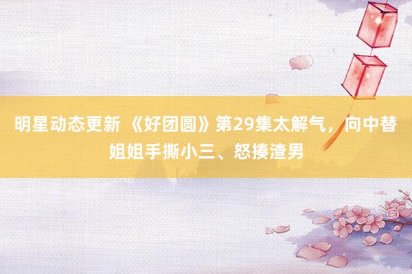 明星动态更新 《好团圆》第29集太解气，向中替姐姐手撕小三、怒揍渣男