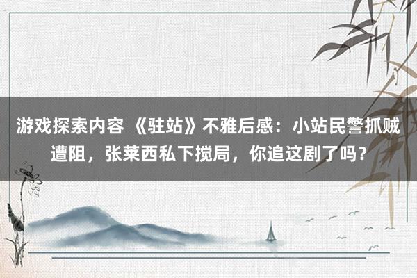 游戏探索内容 《驻站》不雅后感：小站民警抓贼遭阻，张莱西私下搅局，你追这剧了吗？