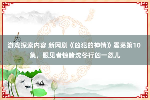 游戏探索内容 新网剧《凶犯的神情》震荡第10 集，眼见者惊睹沈冬行凶一忽儿